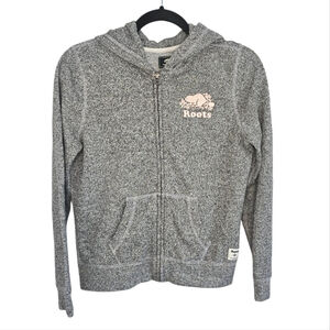 Roots Canada Kids Hoodie Zippered Sweatshirt Heathered Gray 13-14 yrs XXL